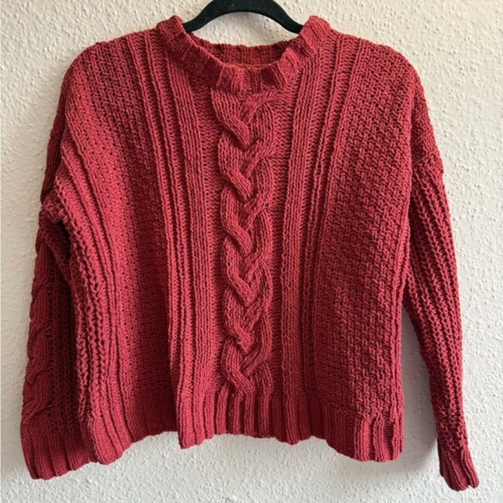 Aeropostale Burgundy Maroon Cable Knit Sweater Women’s Size XL
